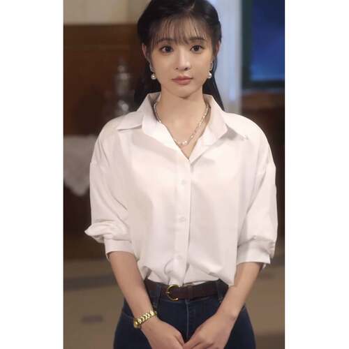 原版短剧被读心后团宠大小姐石雪婧时愿愿同款衬衫上衣女衣服潮