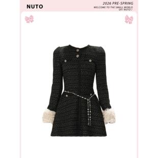 NUTO  进阶神裙细闪赫本少女针织连衣裙小香风精致修身A字短裙女