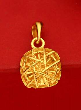 足银999纯银黄金色小方糖吊坠女项链锁骨链情人节送女友老婆礼物