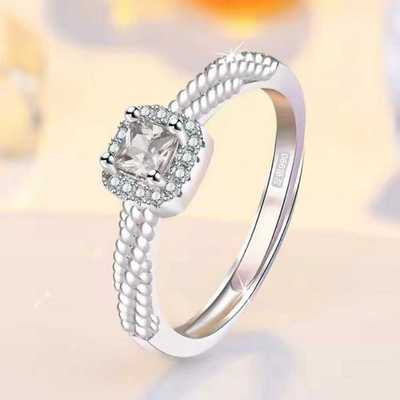 纯银999足银方糖戒指女款轻奢小众精致高级感食指戒2025新款爆款