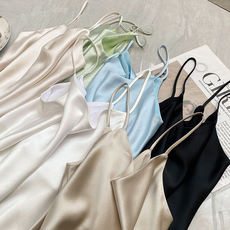 高级重磅醋酸光感缎面吊带女西装内搭真丝垂感纯色背心2024春夏,女装/女士精品,背心吊带,淘宝优惠券,粉丝福利购,淘宝优惠卷
