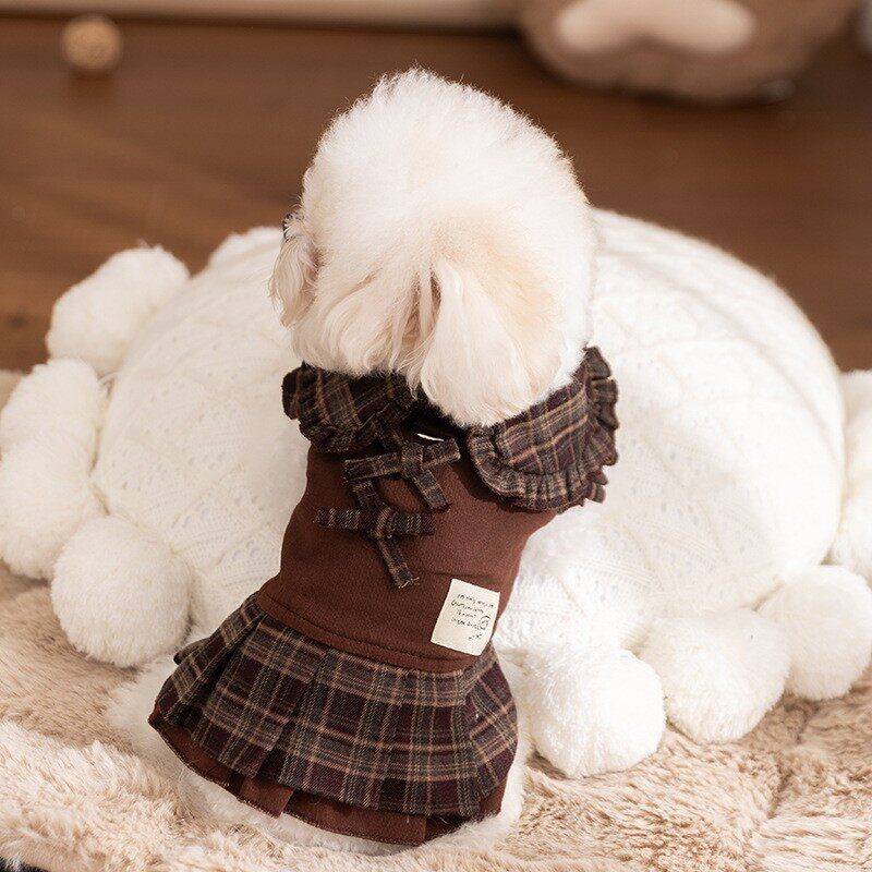 裙子新款秋冬季狗狗衣服美拉德格狗宠物服装/雨衣