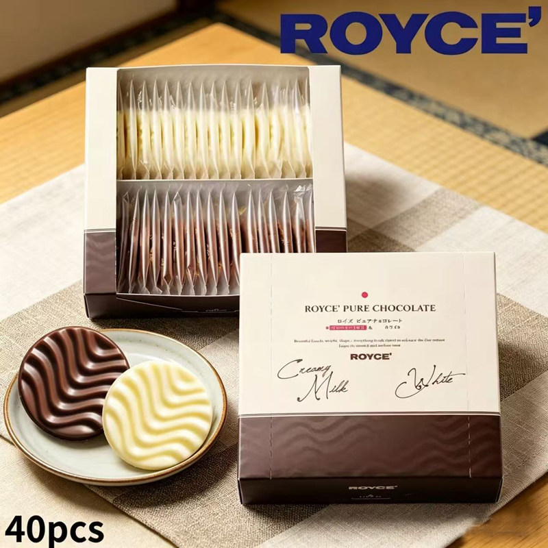 日本代购若翼族白黑巧波浪牛奶巧克力抹茶ROYCE曲奇威化饼干礼盒