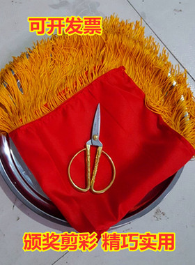 剪彩托盘布颁奖托盘红色金丝绒绸缎加厚盖盘礼仪活动流苏庆典套餐