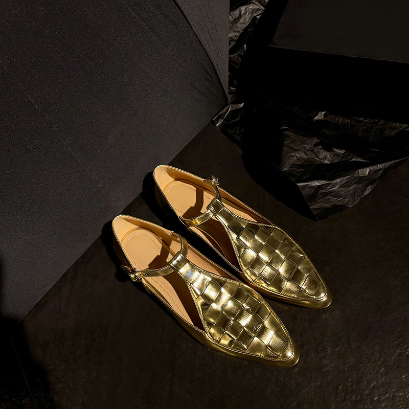 Aikesu小众设计平底单鞋女尖头真皮法式复古风纯手工编织玛丽珍鞋,女鞋,玛丽珍鞋,淘宝优惠券,粉丝福利购,淘宝优惠卷