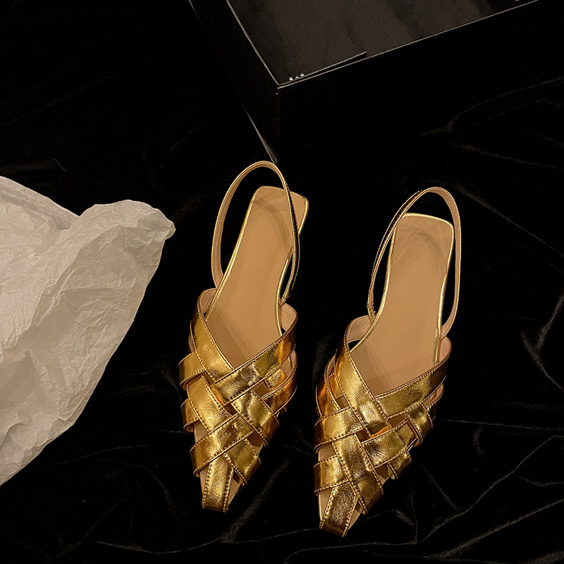 Aikesu 小众低跟包头凉鞋女法式复古镂空手工编织尖头拖鞋女外穿,女鞋,时装凉鞋,淘宝优惠券,粉丝福利购,淘宝优惠卷