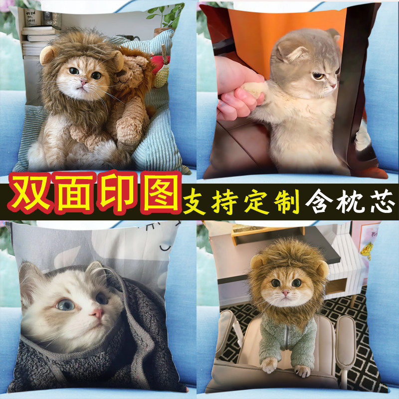 猫咪抱枕来图定制双面含芯