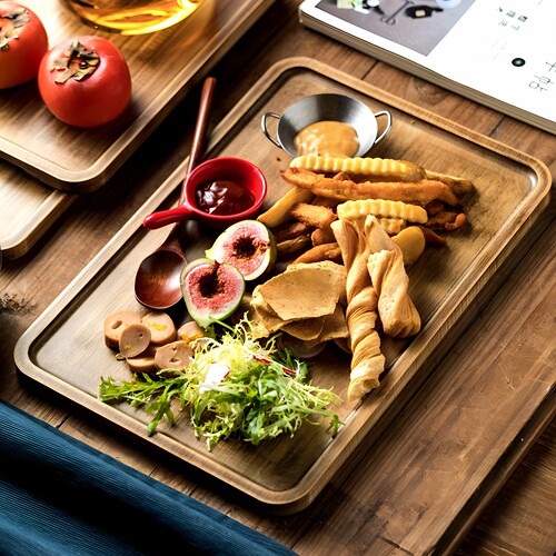 餐盘托盘炸物盘大号长方形木托盘