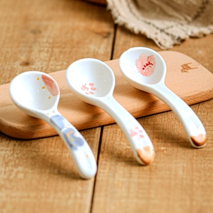 可爱勺子陶瓷汤勺网红小勺调羹勺汤匙家用儿童饭勺个人专用甜品勺