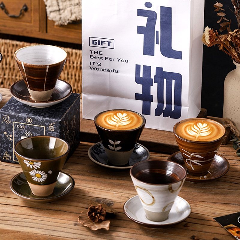 法式中古杯咖啡爱好者礼物拉花杯精致漂亮咖啡杯套装杯子礼盒包装,餐饮具,咖啡杯,淘宝优惠券,粉丝福利购,淘宝优惠卷