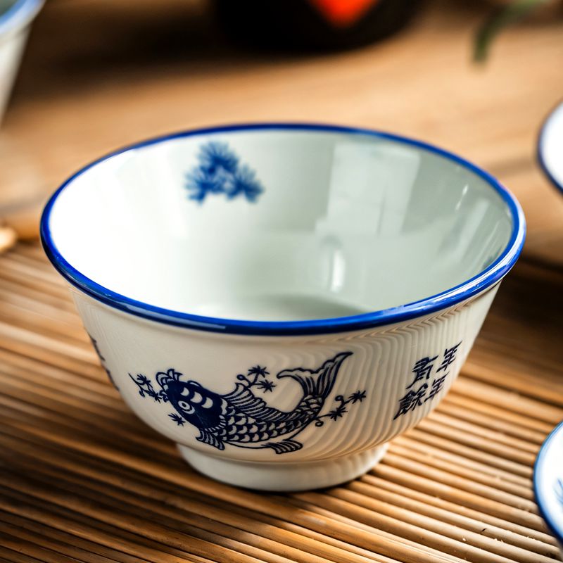 年年有鱼碗老式吃饭碗家用鸡公碗