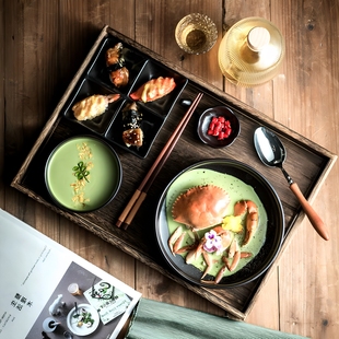 一人食餐盘托盘餐具套装 一人用组合碗盘减脂定量分餐盘高级感家用