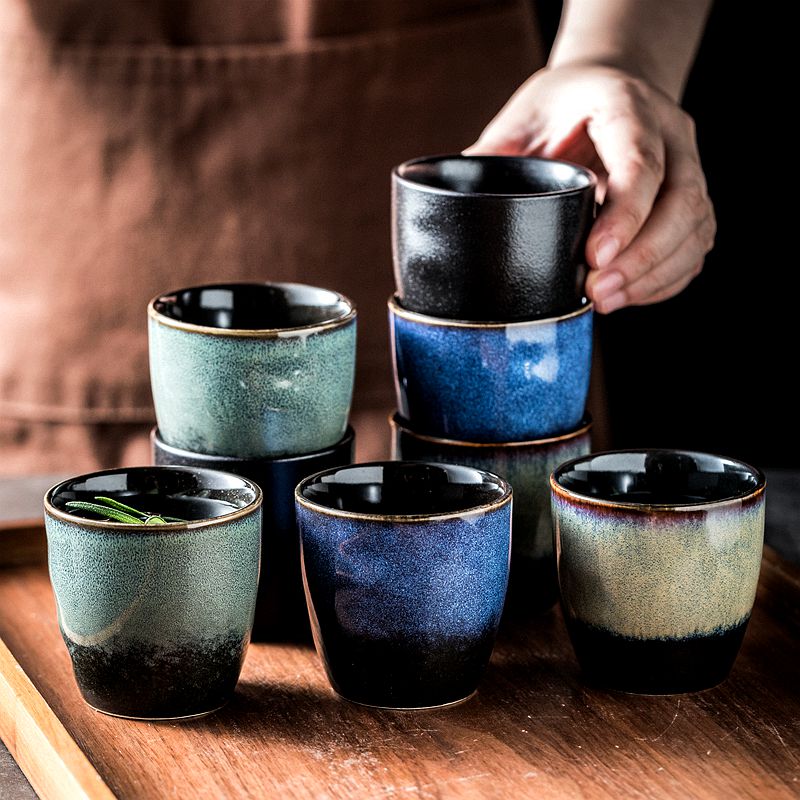高颜值精致茶水杯一人一色釉下彩图片