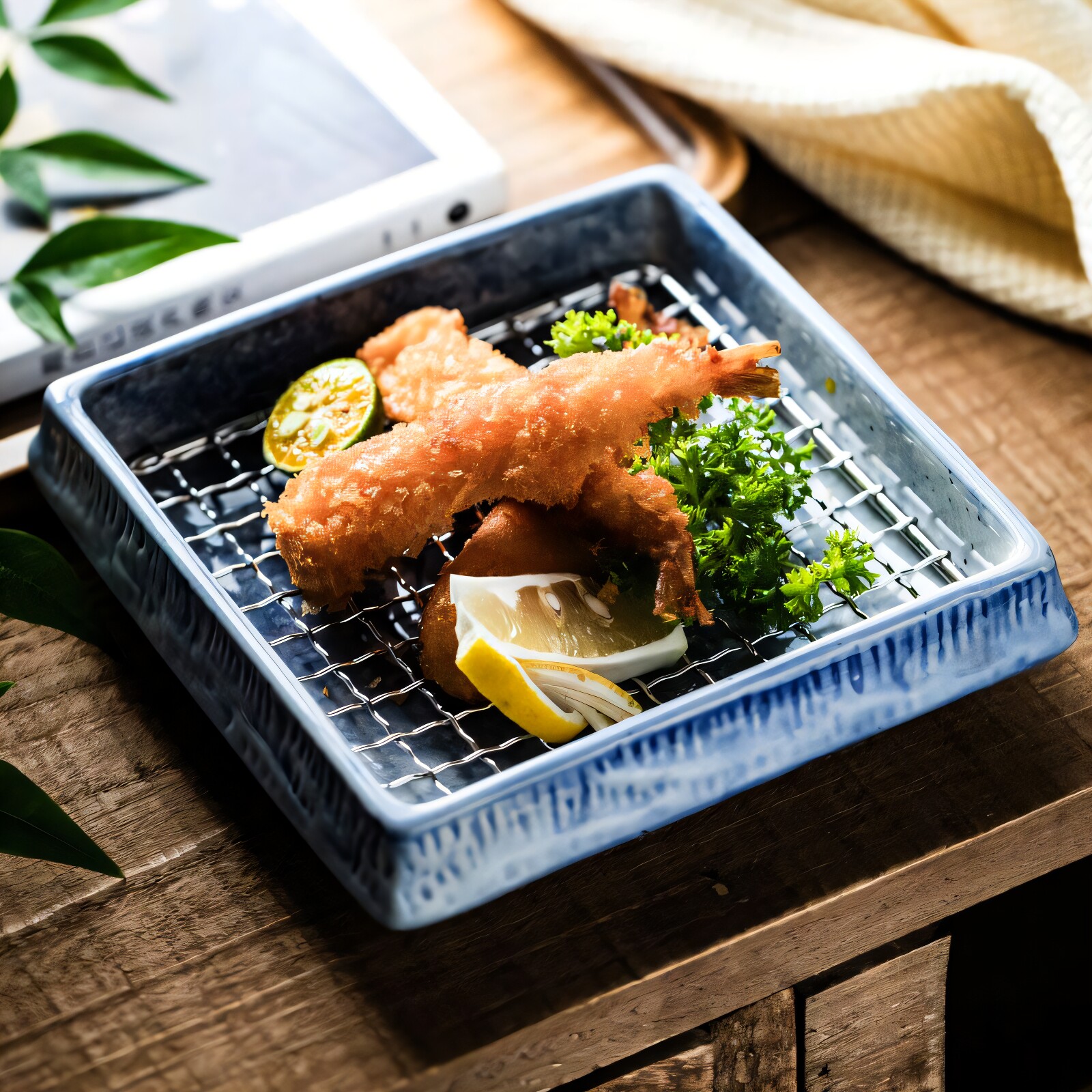 天妇罗沥油盘四方盘炸物盘子日式料理专用烧鸟盘陶瓷餐盘高级餐具