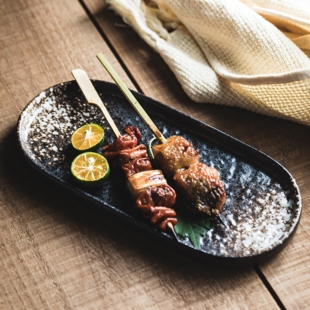 椭圆形盘子日式烧鸟盘平盘浅盘家用餐具炸物小吃盘寿司盘碟子陶瓷