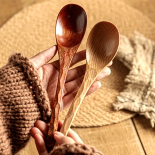 吃饭勺碗勺杯子搅拌勺糖水勺吃播勺子汤勺餐勺馄饨勺粥勺木质餐具