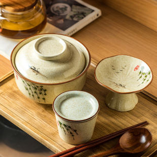 创意小清新日式 一人食早餐午餐餐具陶瓷米饭碗汤碗菜碟家用小套装