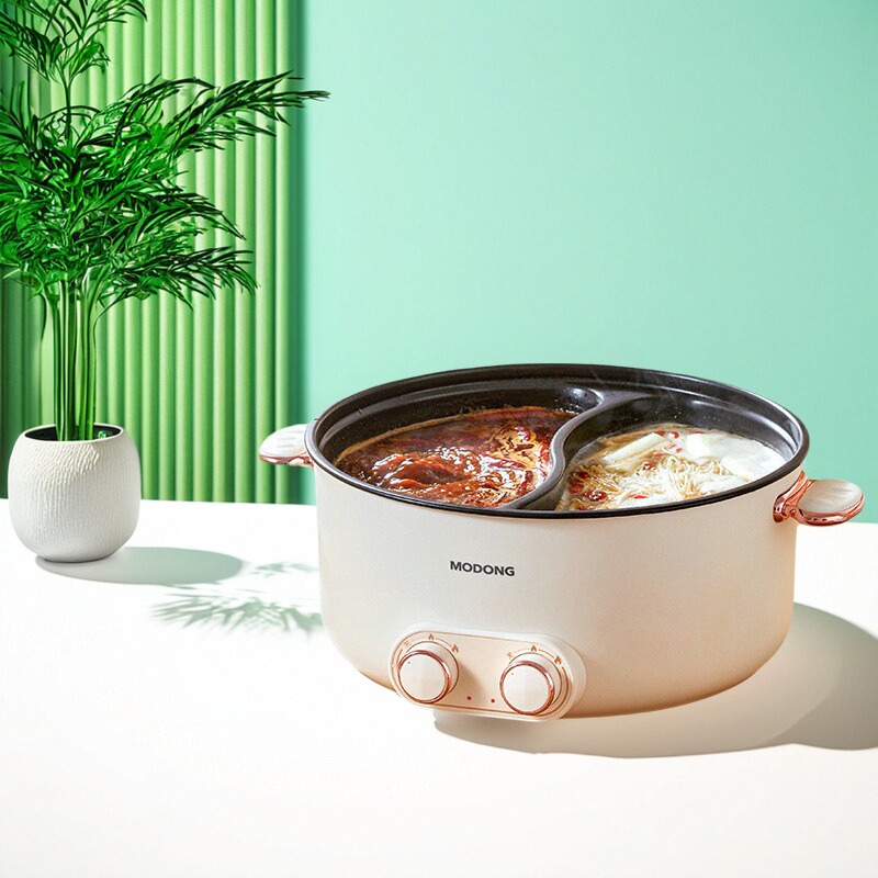 MODONG摩动鸳鸯电火锅家用不粘多功能双控连体6升大容量电煮锅