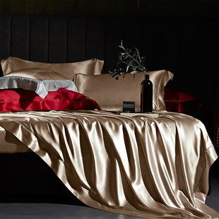 重磅真丝四件套100%双面桑蚕丝床单被套高端定制裸睡丝绸床上用品
