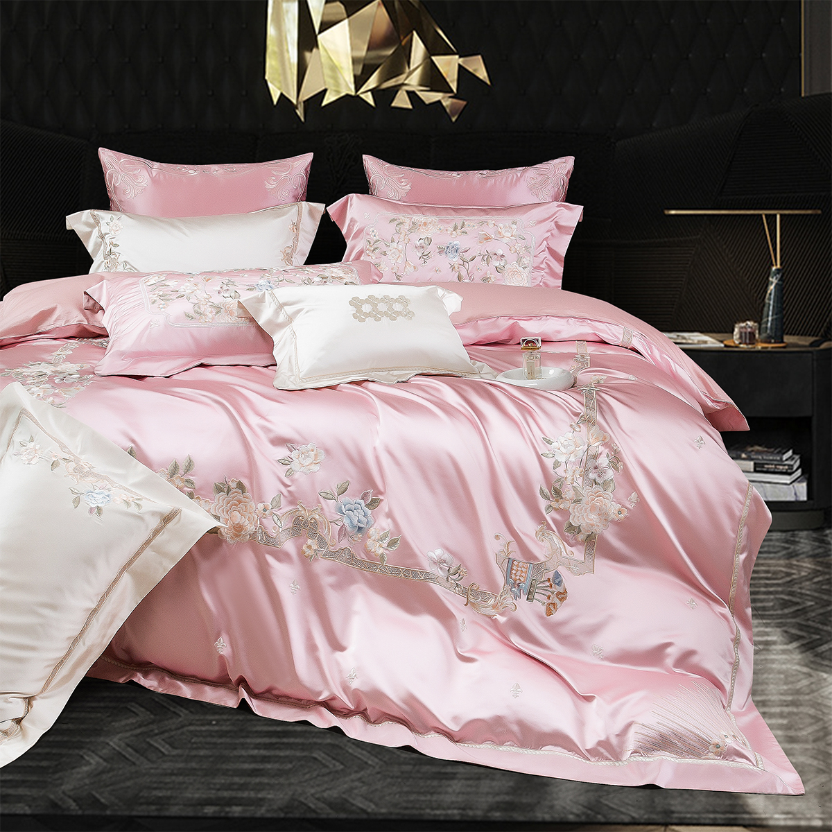 欧式高档140支真丝棉结婚四件套