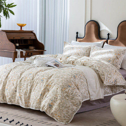 高端140支长绒棉花鸟印花四件套