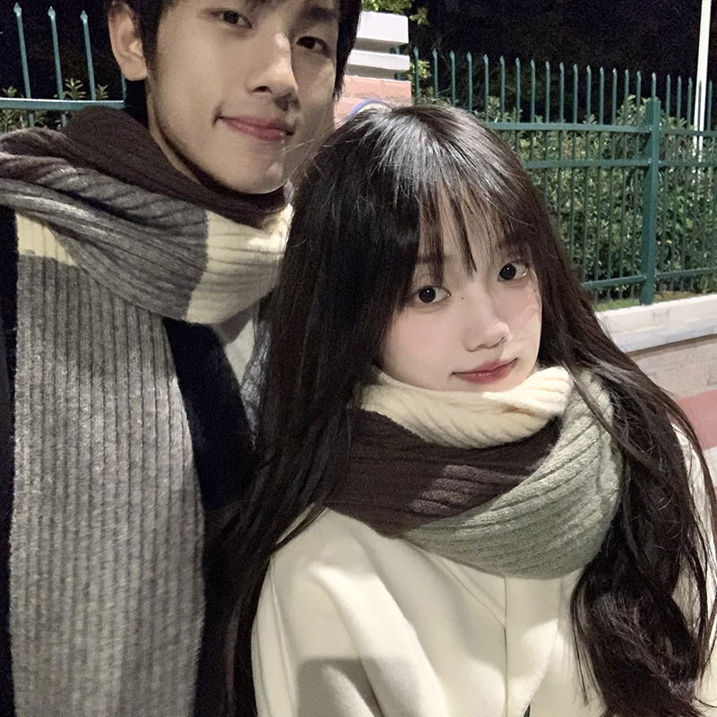 情侣毛线针织围巾可写祝福语卡片