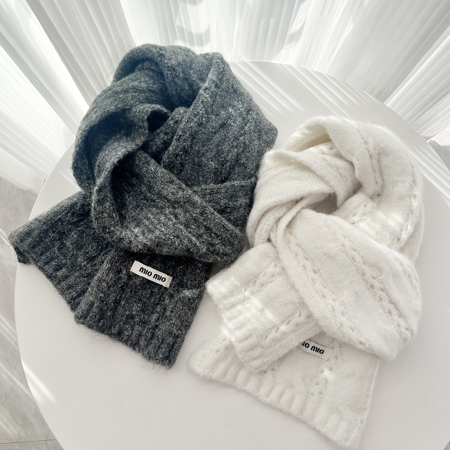 可写卡片祝福语羊毛混纺灰色围巾