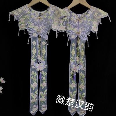 紫色大蝴蝶3飘带云肩3色可选汉服云肩成人拍照摄像学士服领围46