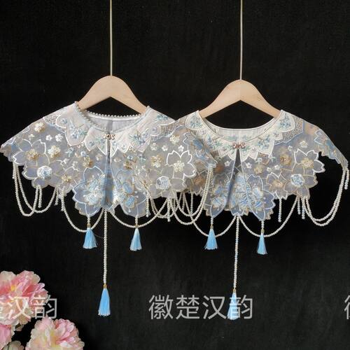 汉服云肩明制重工绣花手工白菜古风原创设计汉服拍照配饰成人款