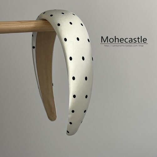 法式慵懒风！缎面波点压发宽发箍