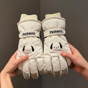 日本进口滑雪手套女生冬季骑行保暖神器加绒防寒羊绒防滑手套特厚