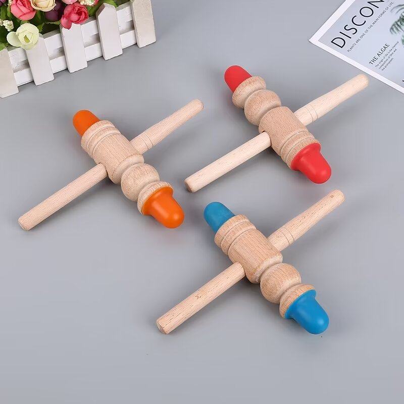 家用木质原始十字点穴棒按摩器足底经络按摩笔足疗棒实木全身点穴