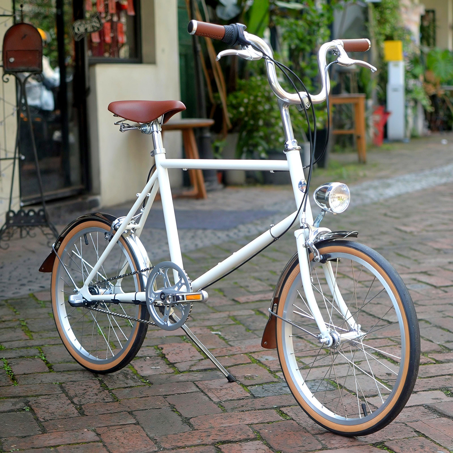 DayDayBike象牙白色20寸内三速男女式复古小轮轻便自行车代步通勤