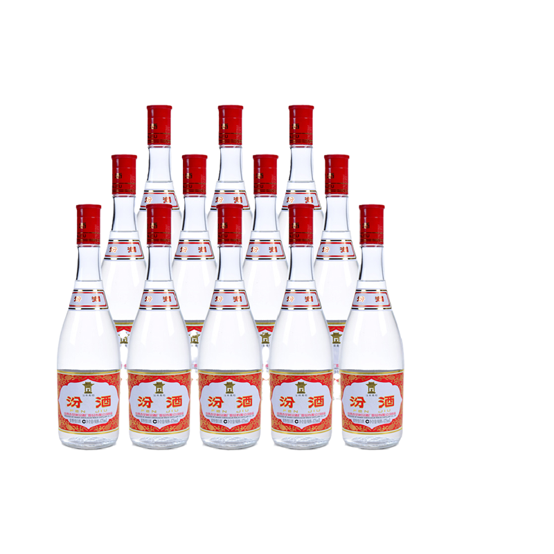 山西汾酒 玻汾酒42度 红盖汾475mL*12瓶装纯粮食白酒（裸瓶）
