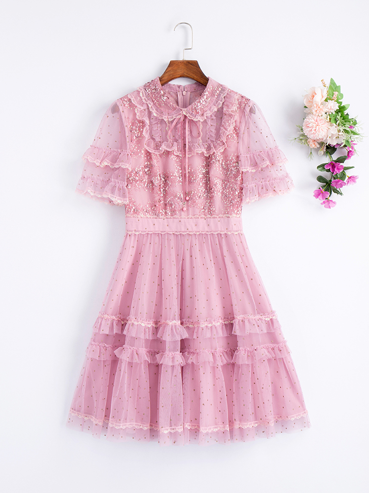 安娜洋装轻奢定制连衣裙2024夏季新款甜美高腰气质公主袖仙女裙子