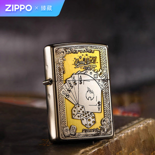 zippo打火机幸运扑克官方正品煤油防风磨砂经典商务男士收藏礼物