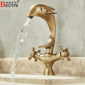 全铜洗脸池面盆水龙头仿古冷热可旋转浴室卫生间洗脸盆台上盆家用