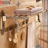 毛巾架免打孔仿古折叠浴巾架卫生间欧式 卫浴多功能太空铝置物架