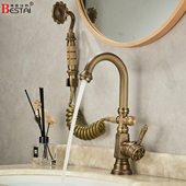 全铜仿古水龙头洗头手喷套装 浴室复古洗脸盆双出水阳台洗衣柜龙头