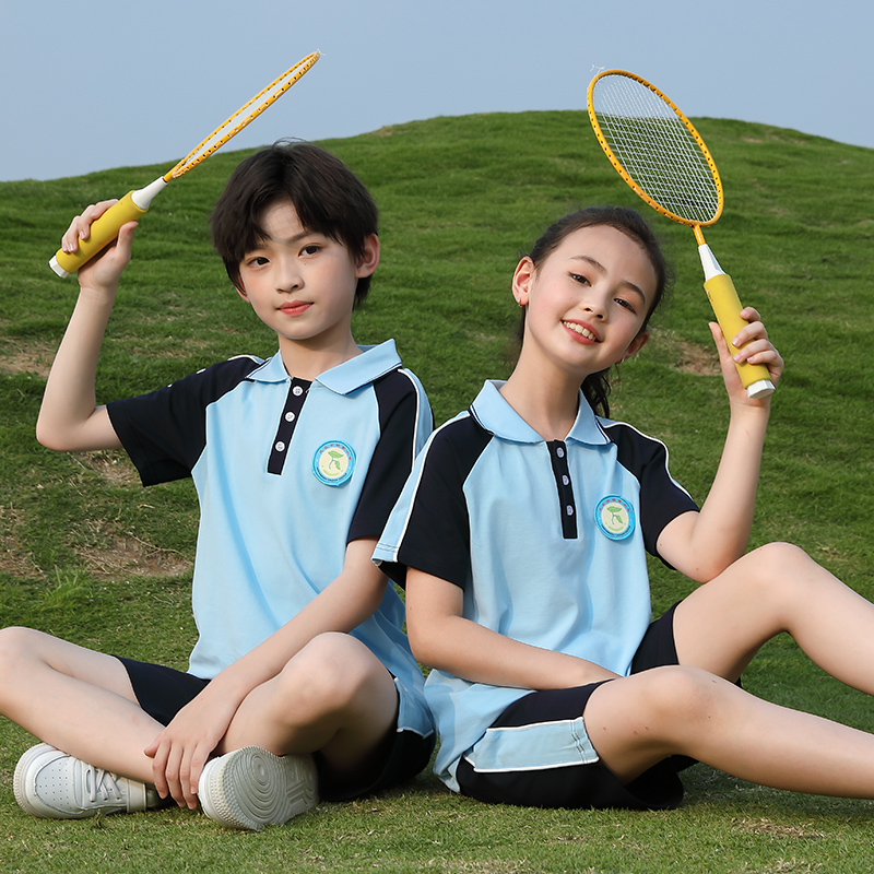 中小学生校服夏季运动套装幼儿园园服夏装蓝色儿童班服夏天两件套