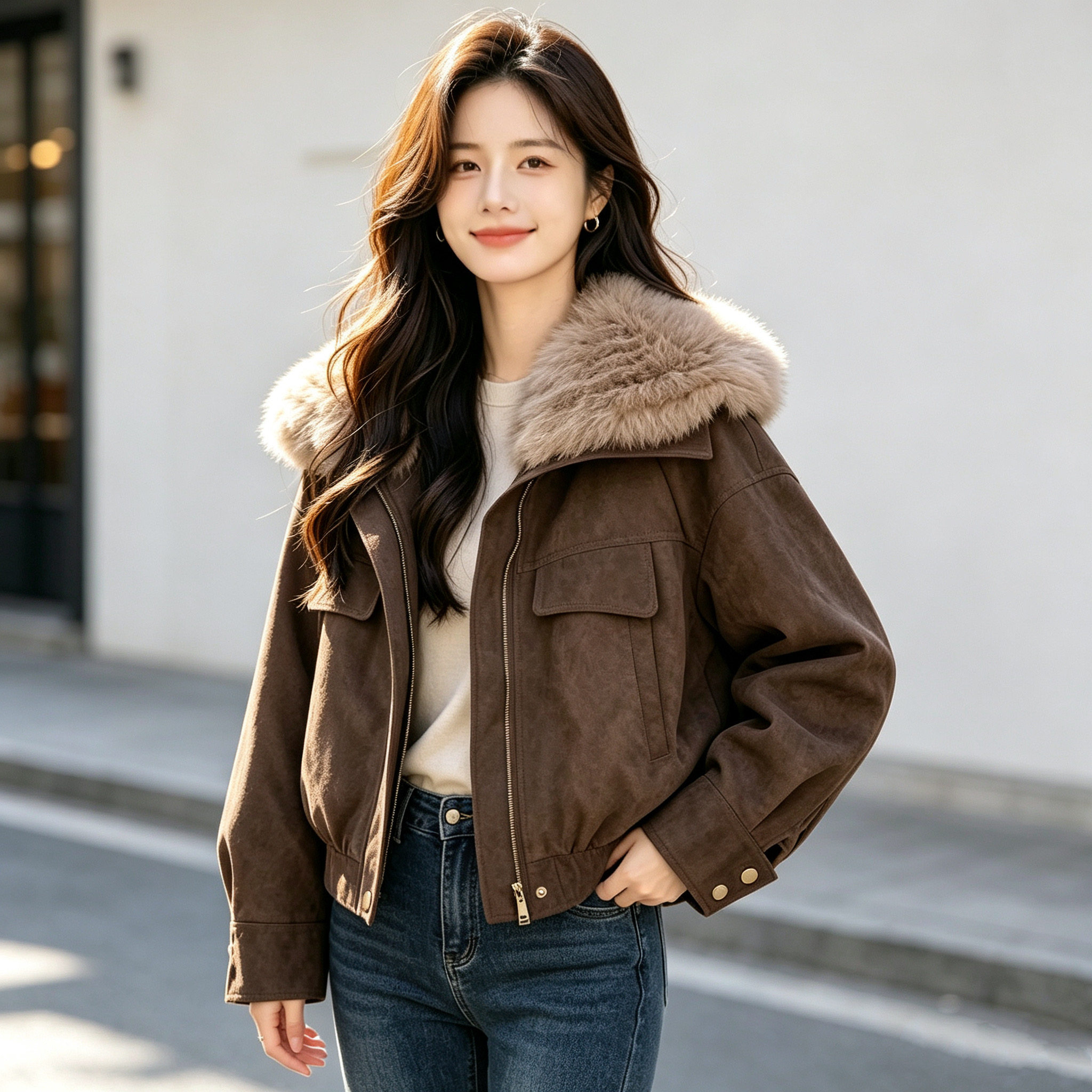 2026新款狐狸毛领皮草外套女短款鹅绒内胆羽绒服大衣洋气