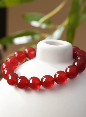 红玛瑙手链女天然散珠情侣本命年红绳玛瑙珠子水晶玉髓手串男礼物