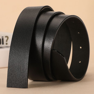 头层纯牛皮无头皮带男士针扣真皮不带头打孔扣眼无夹层裤腰带无扣