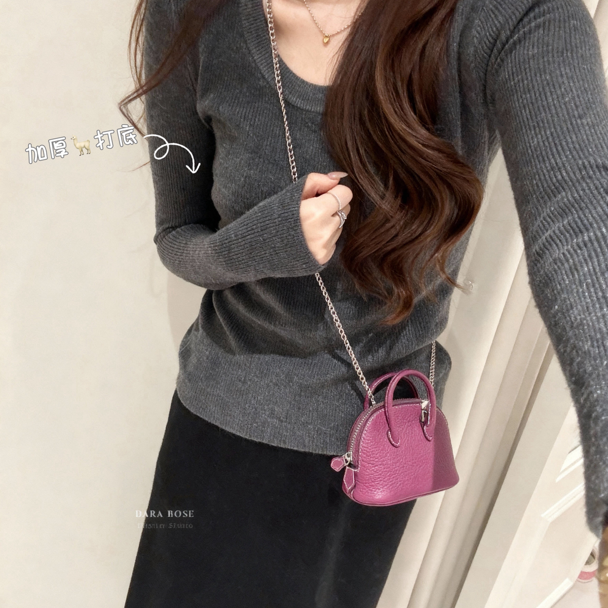 U领韩国修身显瘦棉羊毛长袖针织