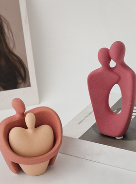 北欧创意抽像陶瓷磨砂情侣