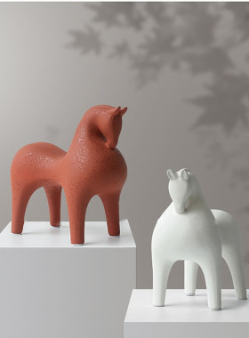 简约陶瓷抽象马摆件北欧轻奢