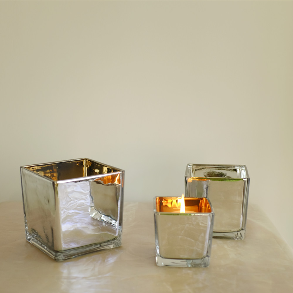 银镜面玻璃电镀烛台花瓶