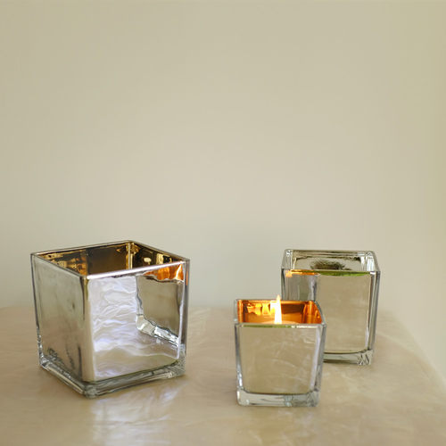 银镜面玻璃电镀烛台花瓶