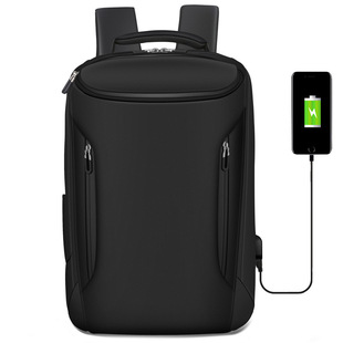 2020款 时尚 17.3寸皮膜电脑包USB商务出差背包男生旅行休闲双肩包