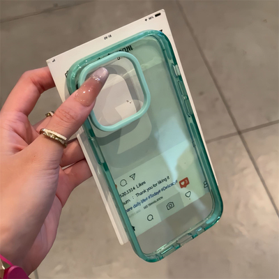 苹果16PRoMax简约ins风撞色边框透明适用于iphone16pro手机壳16新款四角防摔15创意14pro男女款13超火保护套